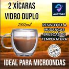 2 XÍCARAS DE VIDRO DUPLO DE 250ml LINHA PREMIUM IMPORTADO