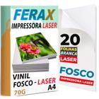 20 Adesivos Vinil Branco FOSCO LASER A4