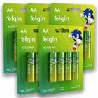 20 Pilhas Baterias AA Elgin Alcalina 2A Pequena 5 Cartelas