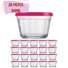 20 Tigelas de Vidro Americano C Tampa Gelatina Papinha 350ml