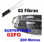 200 Metros Fibra Óptica auto sustentável 2FO Drop Flat Ftth 200m - LSZH EXBOM - 03000