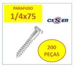 200 pçs Parafuso 1/4x75 Sextavado Soberba Zincado Ciser