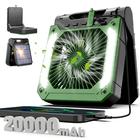 20000mAh Ventilador Portátil Portátil LED Luz USB Carregamento Solar Para Camping Caminhadas Pesca