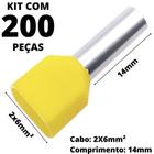 200un Terminal Tubular Ilhós Pré-isolado Duplo Para Cabo de 6,0mm² Metal 14mm Amarelo TE6014