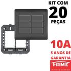 20un Interruptor Paralelo Three Way 10A 6 Teclas Com Placa 4x4 Habitat Black FAME