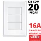 20un Interruptor Simples 3 Teclas 16A Com Placa 4x2 Evidence FAME