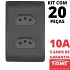 20un Tomada Padrão Dupla 2P+T 10A Com Placa Habitat Black FAME