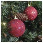 24 Bolas Enfeite Natalino Árvore Natal Vermelho Glitter 70mm