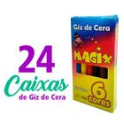 24 Caixas de Giz de Cera Magix com 6 cores