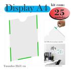 25 Display A4 Expositor Porta Folha Quadro Aviso Parede Petg