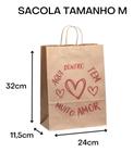 25 Sacola Kraft Amor Com Alça Tamanho M 32x24x11,5