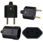 250 Plug Macho 2 Pinos 10a + 250 Tomada Femea 3 Pinos 10a Preto