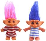 2packs Vintage Troll Dolls Set,Lucky Doll Chromatic Lovely for Collections, School Project, Arts and Crafts, Party Favors - 7.5" Tall (Include The Length of Hair) (Style3-Red+Blue)