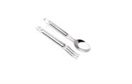 2PCS Cutlery Set Inoxidável Aço Portátil 2 Em 1 Talheres Colher Garfo