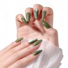 2pcs Frosted Green Wearable Nails, Finished Cat's Eye