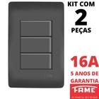 2un Interruptor Paralelo Three Way 3 Teclas 10A Com Placa 4x2 Habitat Black FAME