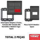 2un Interruptor Tomada 4x2 4x4 Com Placa Habitat Black FAME