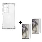 2UN Película Cerâmica 9D+ 1UN Capa Anti Impacto Para Samsung Galaxy S24 Ultra Transparente