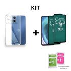 2UN Película De Cerâmica Flexível + Capa Capinha Anti Impacto Transparente Para Moto G24