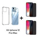 2UN Películas Privacidade 3D Vidro Anti Espião + 1UN Capa Capinha Anti Impacto Para Iphone 12 PRO MAX