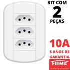 2un Tomada Padrão Tripla 2P+T 10A Com Placa Blanc Mais FAME