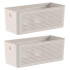 2x Cestos 6,6L Organizador OU Flow Bege 13cm x 15cm x 34cm