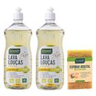 2x Detergente Lava Louças Biodegradável Erva Doce + Esponja - Biowash Ind Comimp e Exp LTDA