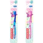 2x escova de dente baby - peppa pig - 0-2 anos - rosa e azul
