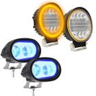 2X Farol De Led Blue Spot + 2X Farol De Led Redondo Pisca