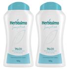 2x herbíssimo sensitive talco desodorante perfumado extra suave deixa pele limpa e protegida 100g