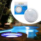 2x Luminária Piscina Branca Led Ø80mm 9w Luz Azul + Fonte 2A St1847