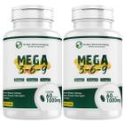 2x Mega Ômega - Ômega 3 Ômega 6 Ômega 9 - 60 cápsulas - 1000mg - Óleo de Cártamo, Linhaça, Gergelim, Girassol e Borragem