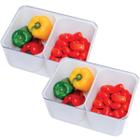 2X Organizador de Geladeira com Tampa Acrílico 4 Litros Salada Frutas Verduras Legumes