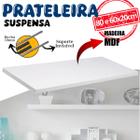 2x Prateleira de madeira c/ Suporte Invisível 80x20 e 60x20 Branca Dicarlo