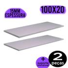 2x Prateleira Mdf Madeira Com Suporte Invisível Prateleira Lisa 15mm 100x20 Branca