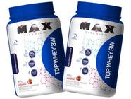 2x Top Whey Protein 3W 900g - Morango - Max Titanium