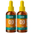 2x Vitamina D3 10.000ui + K2 120mcg Em 5 GOTAS -120 Doses Uvits