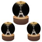 3 Abajures De Mesa Globo Torre Eiffel 3d 3000k 2w Embuled