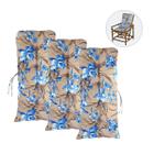 3 Almofadas P/ Cadeira Poltrona Sofá Vime e Bambu - Orquídea Azul