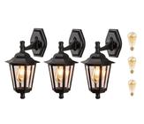 3 Arandela Colonial Externo Preto Lente Transp. Lup40 + LED - Acende a Luz