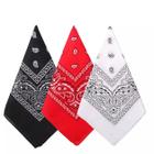 3 Bandanas De Algodão Estampa Paisley Preta Branca Vermelha