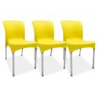 3 Cadeiras plástica Sec Line Amarela com pés de Alumínio Para Todos Ambientes