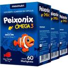 3 caixa peixonix omega 3 mastigavel 400mg 60cps sab cereja maxinutri