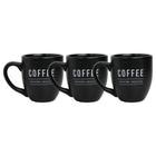 3 Canecas Em Porcelana Cor Preta Café Chá Sucos 300ml Manhattan - Hauskraft