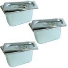 3 Cubas + Tampas Inox Gn 1/9 17x10x10 Buffet/3249-10-3256-19