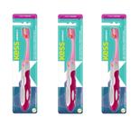 3 Escova de Dente Cerdas Macias Compacta Portátil Kess Rosa