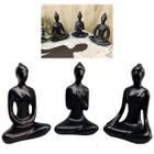 3 Estátuas Enfeite Decorativo Posição Yoga Meditação Namastê