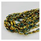 3 Fios de Pedras 7x4mm 90un Gota Azul e Dourado 30cm Arte