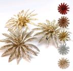 3 Flores De Natal Artificial Glitter Com Presilha Decoração Natalina Ornamento Pendente