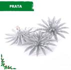 3 Flores De Natal Artificial Glitter Com Presilha Decoração Natalina Ornamento